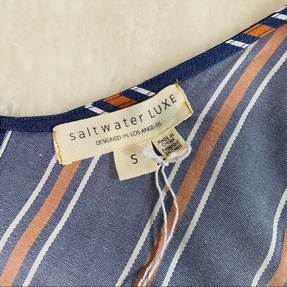 Salt Water Luxe Indigo Stripped Summer Women Top Size Small - Picture 11 of 15